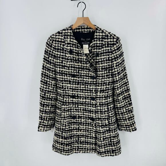 Dei Tre for Holt Renfrew Black & Cream Tweed Long Jacket — Made in Italy - Picture 4 of 8